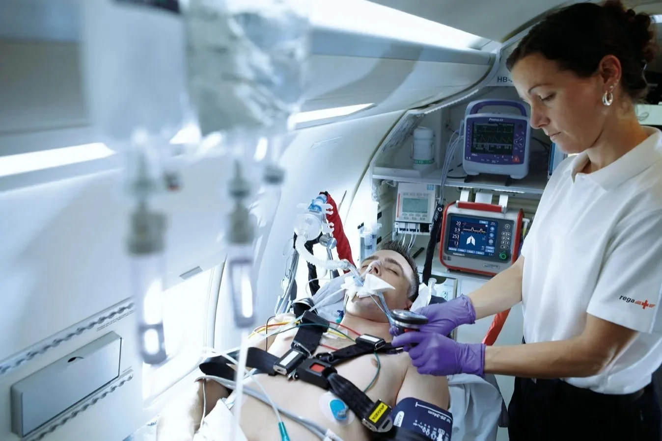 ICU ambulance interior with medical equipment